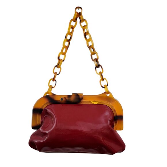 FREE PEOPLE RED PATENT LEATHER BAG - Picture 4 of 12